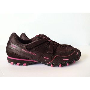 Skechers Leather Bikers Propel Sneakers Running Shoes Womens Size 10 Brown Pink